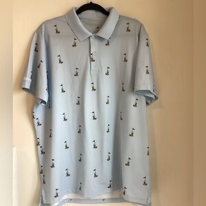 Bonobos Golf Performance Polo Shirt Mens XL Blue Golf Pattern Slim Fit